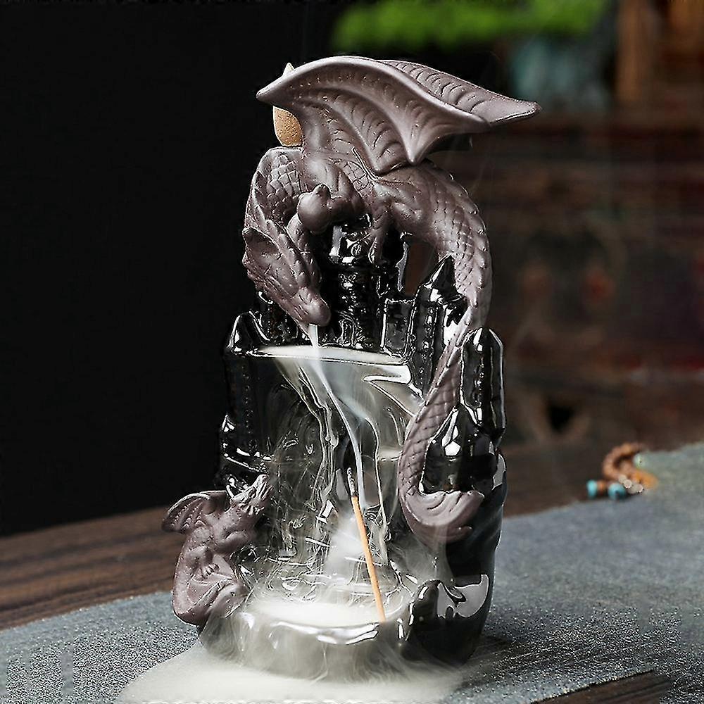 Incense Burner Ceramic Dragon Incense Cone Waterfall Smoking