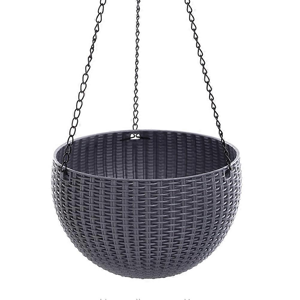 סלסלת תלייה ראטן עציץ פרחים מפלסטיק עציץ תלוי לגינה לצמח חיצוני מקורה