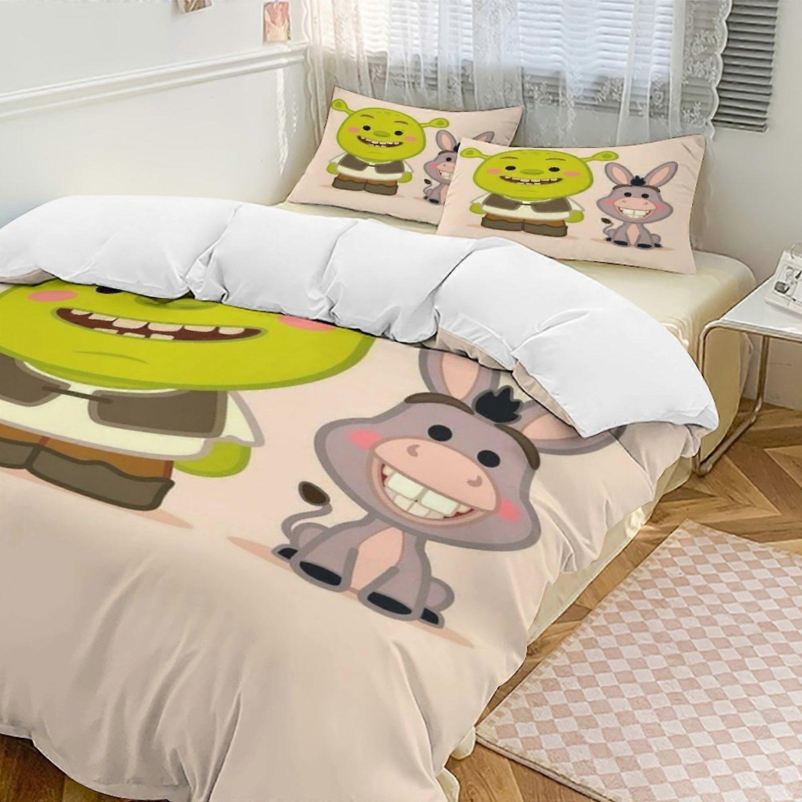 a2414 Lençóis Shrek Conjunto de Cama Capa de Edredão Tema dos Desenhos Animados Lençóis de Quarto Infantil iip2414