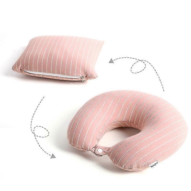 Oreiller de voyage en forme de U, oreiller déformable, oreiller cervical à double usage, rayures classiques, portable