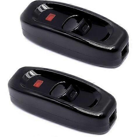 Interrupteur pour lampe2 Pcs Noir Interrupteur Lampe Inline Switch 250V 10A Interrupteur Intermdiaire avec Voyant Led Interrupteur  Cordon en Ligne po