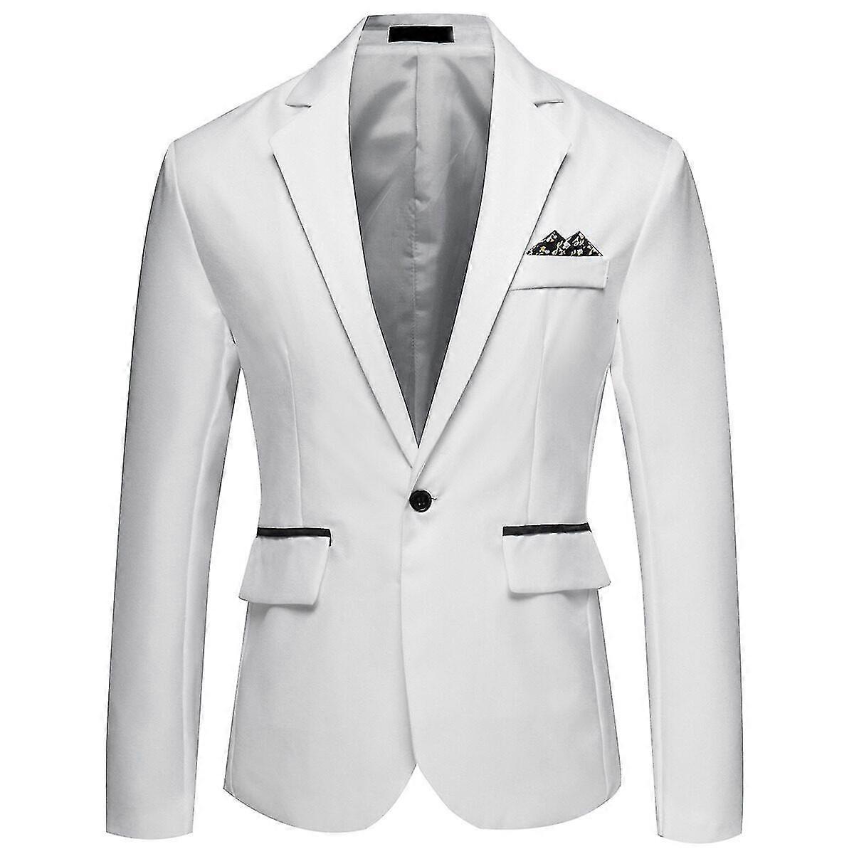VAWAN Mens Business Casual One Button Notched Lapel Solid Color Suit Jacket