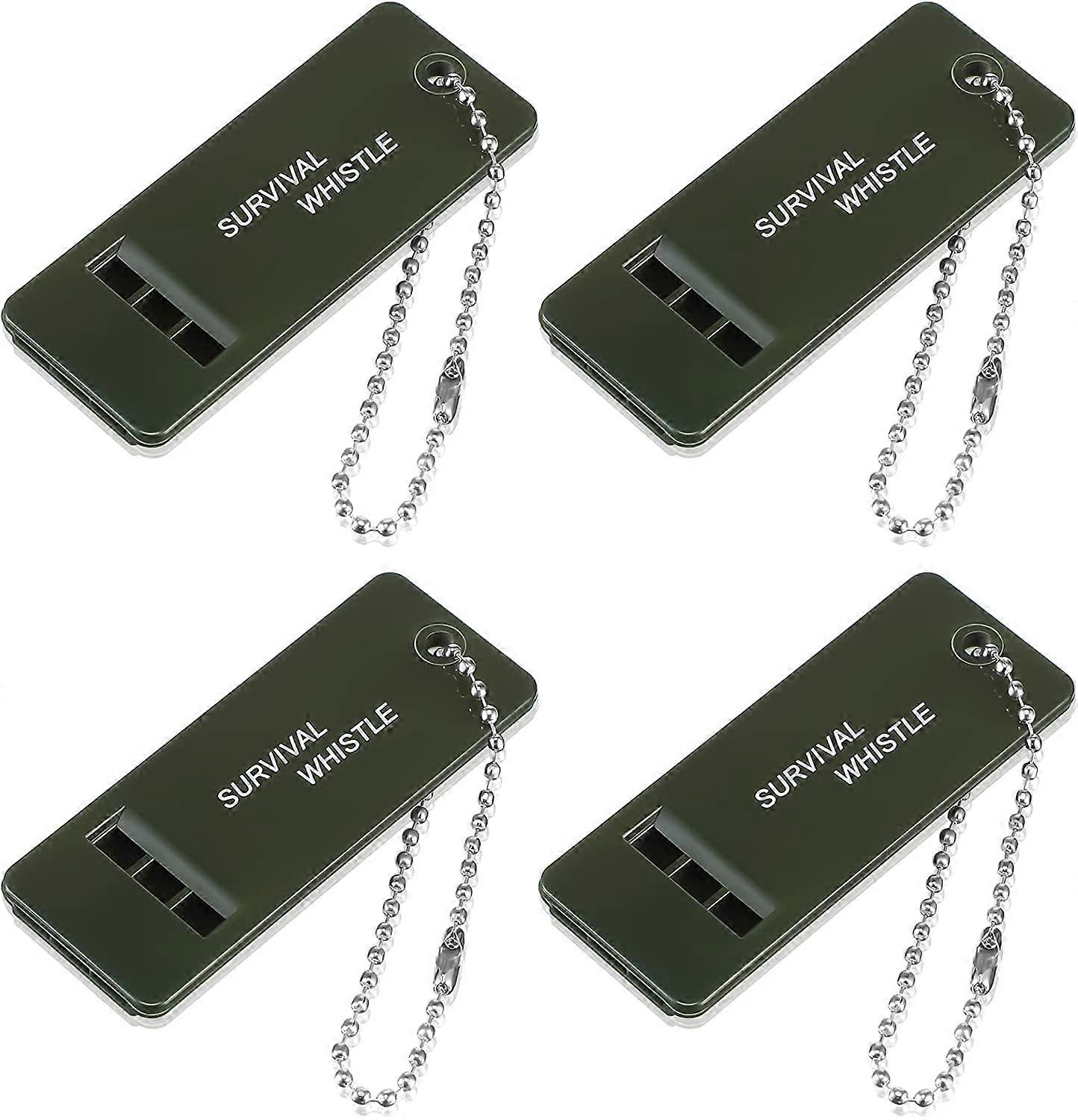 4 Pieces Survival Whistles Loud Distress Emergency Whistle High Decibel 3-Hole Whistle Multi-Audio Double Tube Hiking Safety Whistles with Lanyard for