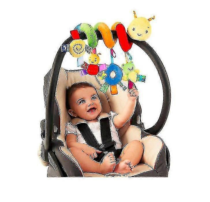 طفل مهدئا لعبة دمية أفخم يحيط سرير عربة