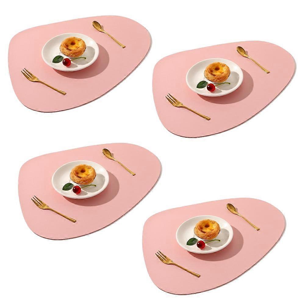 Dining Leather Placemats Set of 4, Wipeable Washable Place Mats for Square Round Table Easy to Clean Table Mats for Kitchen Patio, Brown