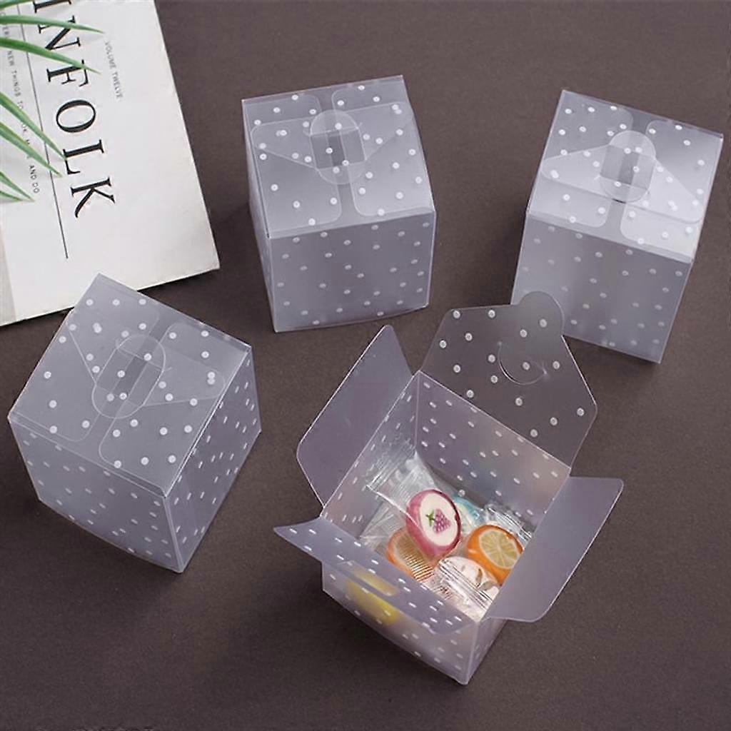 50-Piece Translucent Plastic Candy Boxes,  PVC Dot Candy Gift Boxes for Weddings and Parties