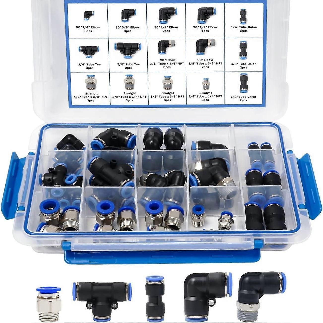 Kit d’accouplement rapide pneumatique 37PCS Spécifications diverses Dimensions Haute étanchéité à l’air Multi-accouplements