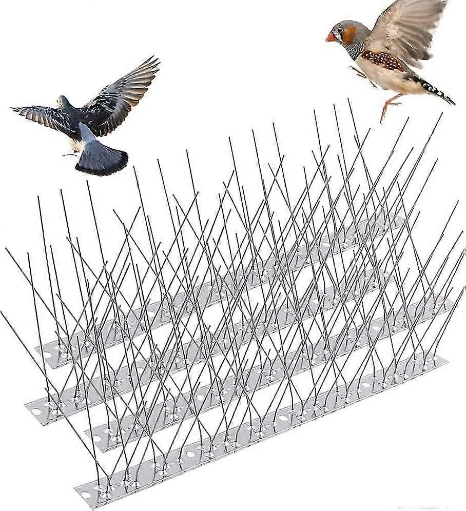4 stykker rustfritt stål fugl pigger, stål fugl pigger, anti-due pigger, fugl avstøtende pigger, for balkong tak og vinduer, 33 cm
