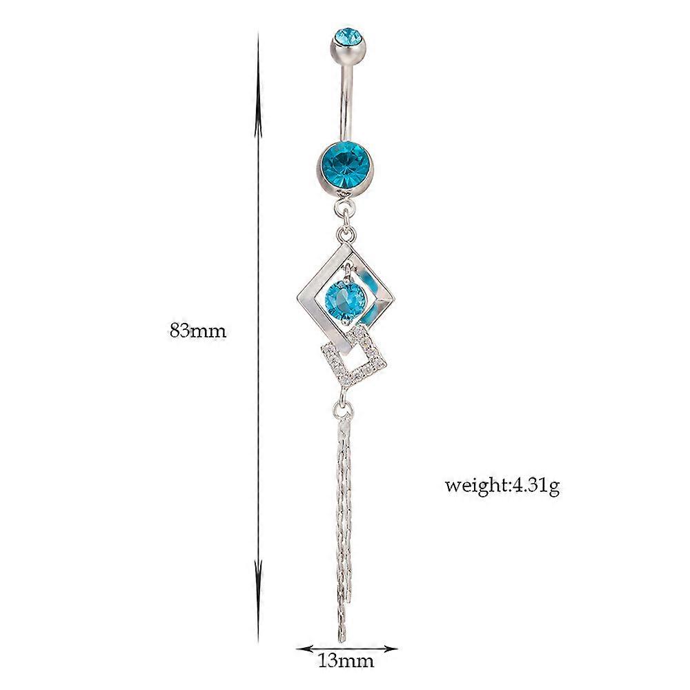 Rectangle Zircon Diamanted Navel Buckle Ring
