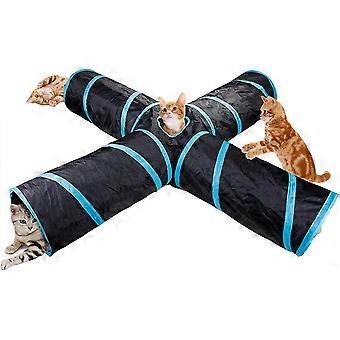 Spieltunnel-Röhrenspielzeug für Katzen, zusammenklappbare DIY-Katzenröhre, Labyrinthhaus, Bettzelt, Guckfenster, interaktives Kätzchenspielzeug