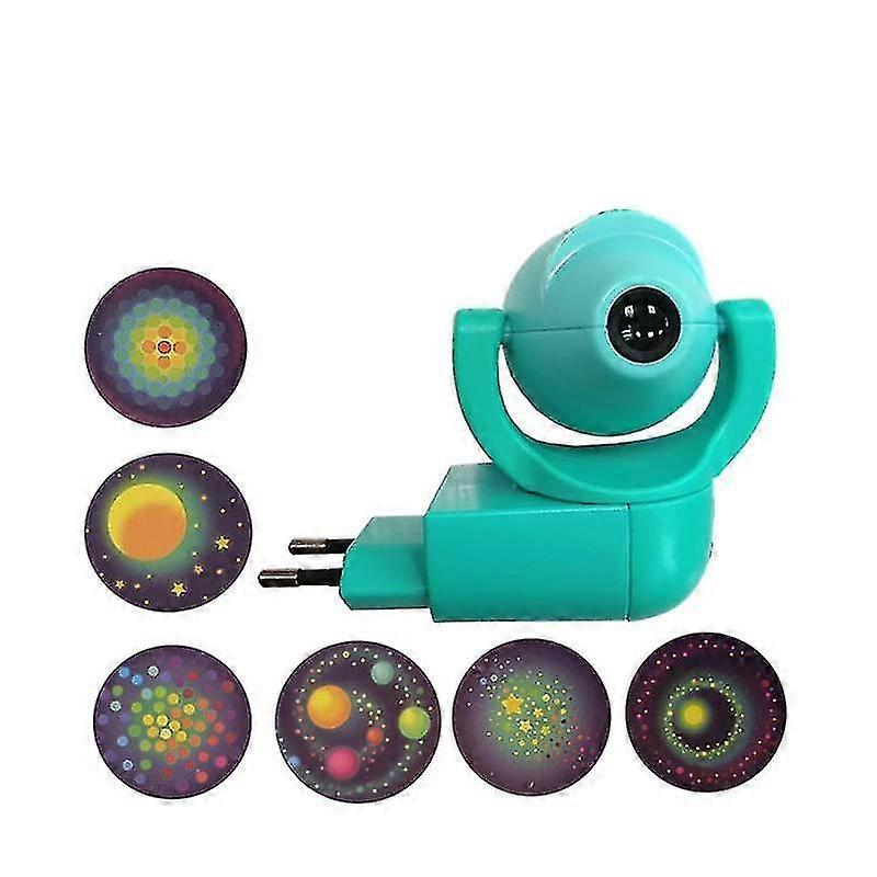 Projetor de animais com estrela e lua, projetor LED com 6 imagens, sensor, plugue europeu, luz noturna para decoração de quarto de bebê