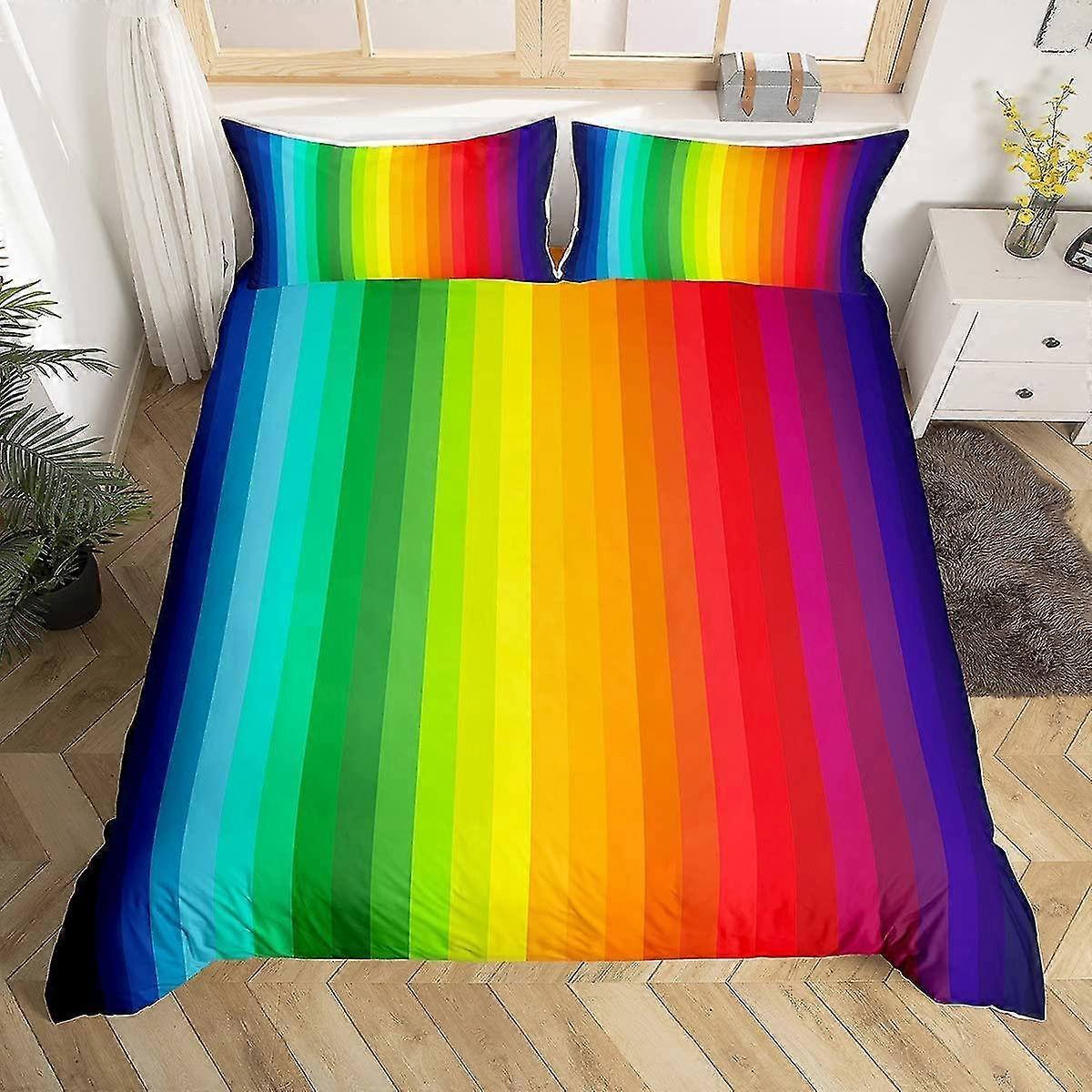 Rainbow Comforter Duvet Cover Sets Colorful Palette Abstract Art Design Bedding Set avec taie d’oreiller et fermeture éclair