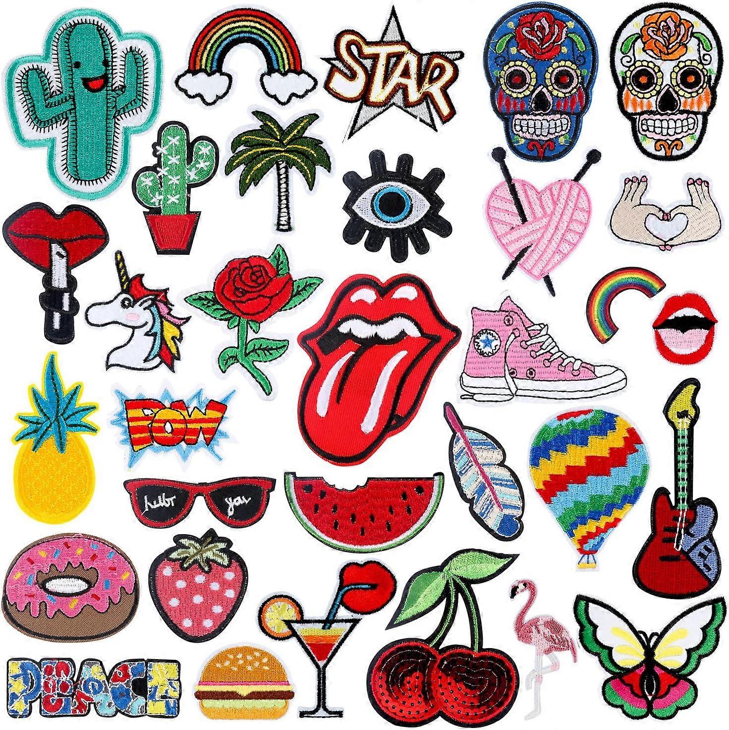 32 collage embroidery patches