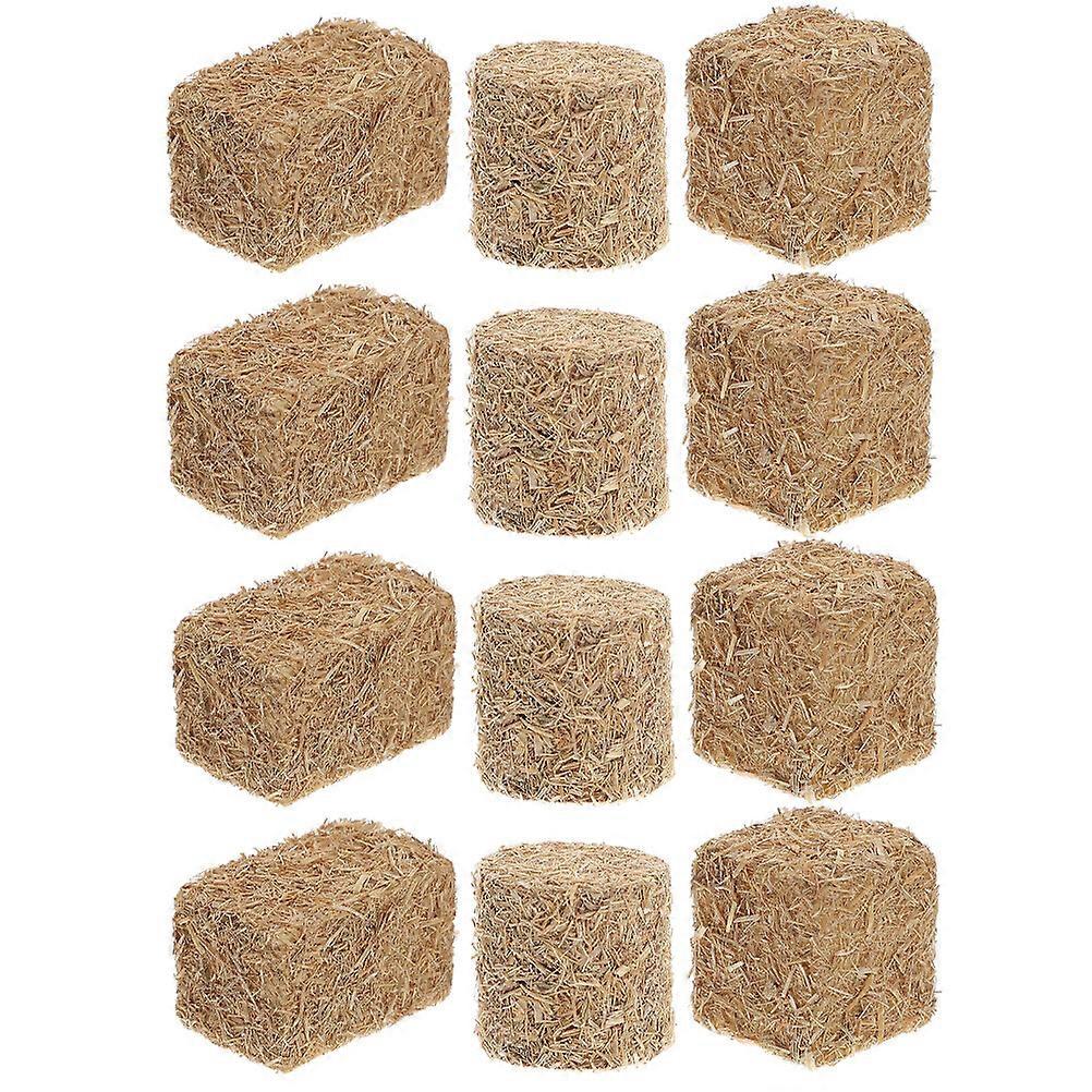12pcs Stackable Haystack Autumn Style Mini Hayrick Ornament Scene Hay Bales
