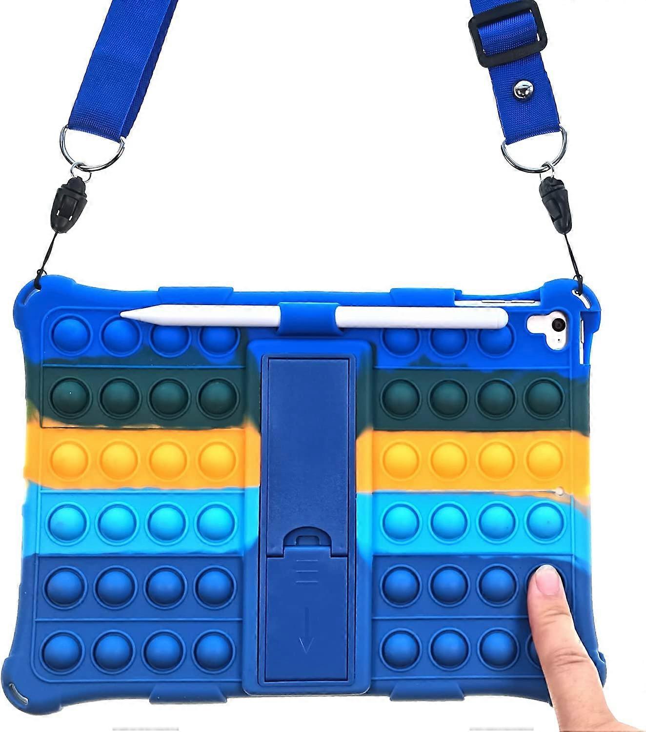 Pop It for iPad Case Air 4 2020 & for Pro 11 (2021-2018) Kids Boy, Poppet Fidget Push Bubble Silicone Tablet Cover, Stand, Strap, Pencil Holder for Pr