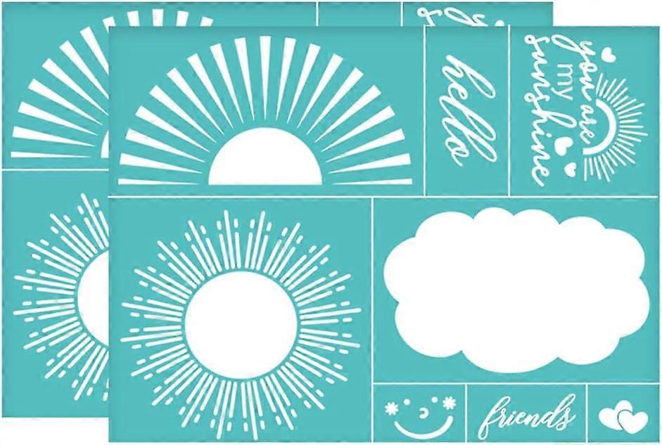 2Pcs 11x8.6 Inch Sun Cloud Self-Adhesive Silk Screen Printing Stencil You are My Sunshine Silk Screen Stencil Weather Reusable Mesh Stencils Transfer