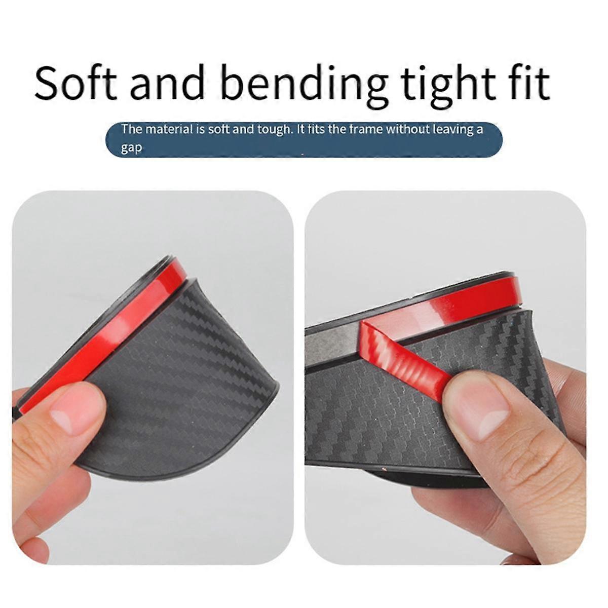1 Pair Car PVC Carbon Fiber Rain Shield Rear View Mirror Rain Eyebrow Adhesive for Rear View Mirror Car Rain Shield