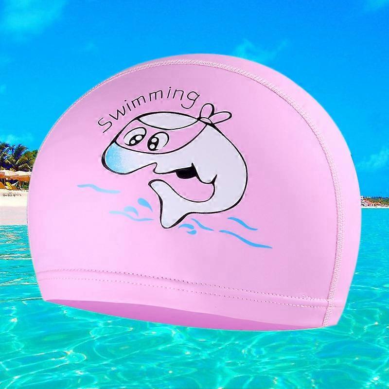 Kids Swimming Cap, Swimming Hats Waterproof PU Bathing Cap Care Ear Protection Elastic Swimming Cap