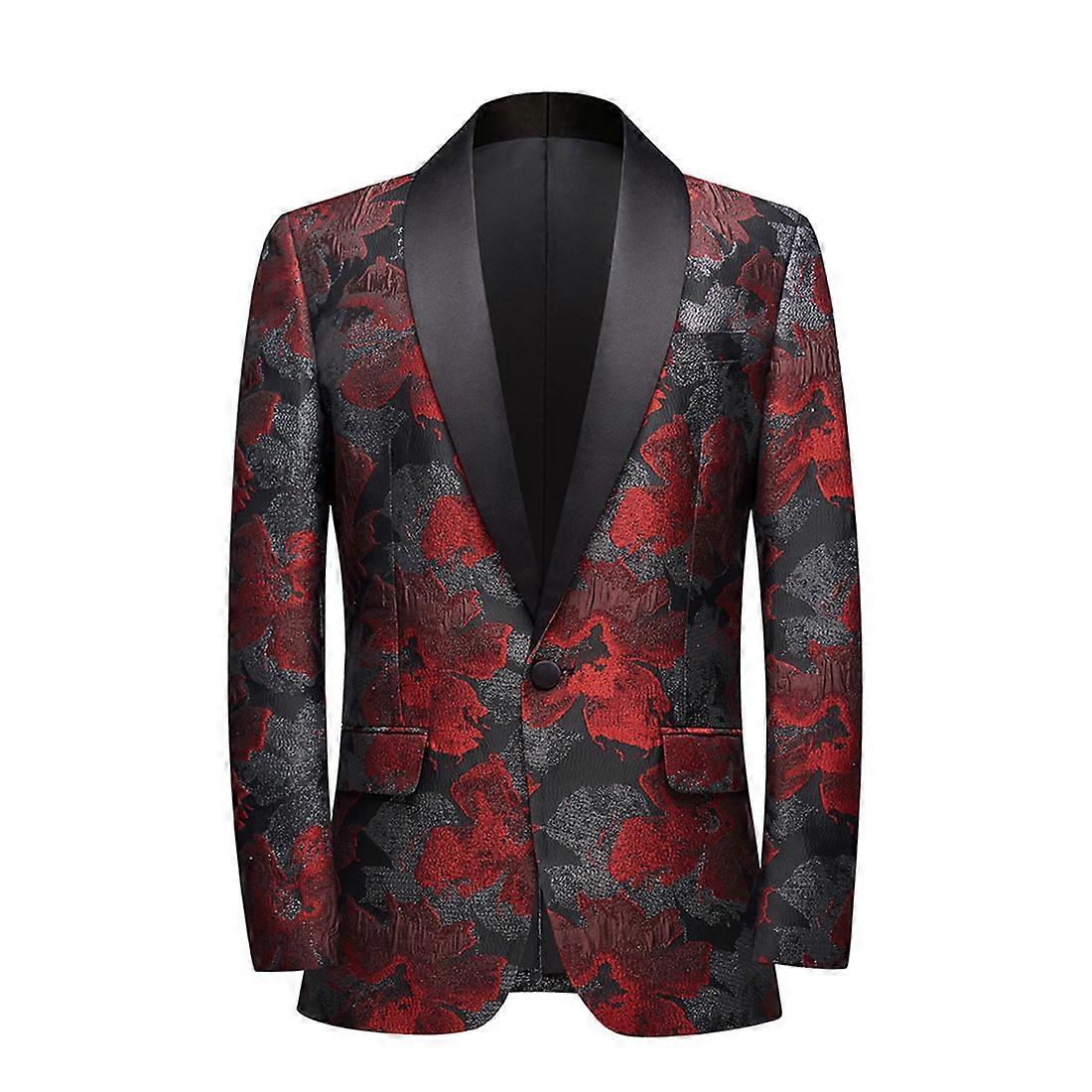 Men's one-button jacquard blazer jacket