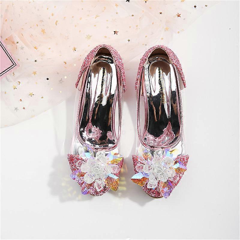 New Girls Walk Show High Heels, Little Girl Performance Crystal Shoes