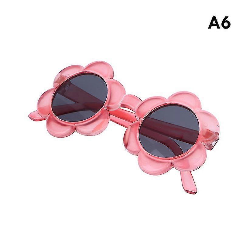 Jdd Power Kids Flower Round Glasses Baby Colorful Sunglasses Boys Girls Eyewear Pink-Gray
