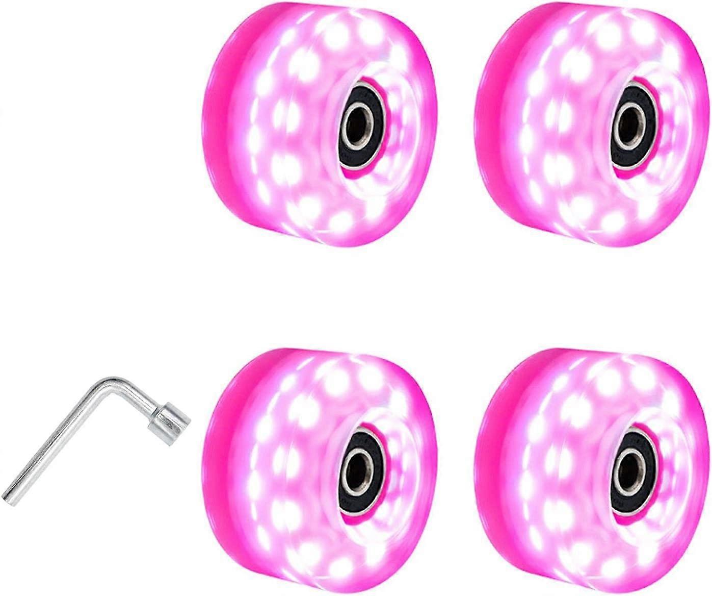 8 حزم عجلات تزلج الأسطوانة ، تضيء عجلات التزلج الدوارة مع المحامل عجلات تزلج رباعية مضيئة للتزلج على الجليد المزدوج ولوح التزلج (D-4-)