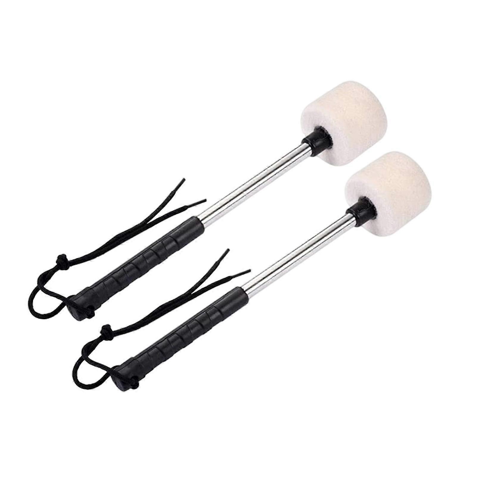 2pcs With Felt Head Stainless Steel Handle Percussion Drum Mallet Professional