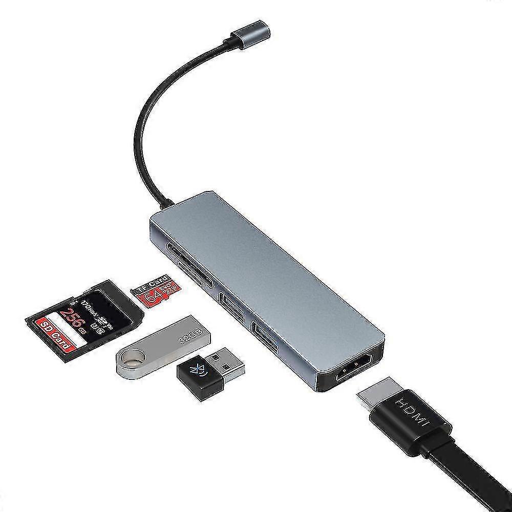 Usb B Hub Multiport Adapter 5 In 1 Portable Dongle