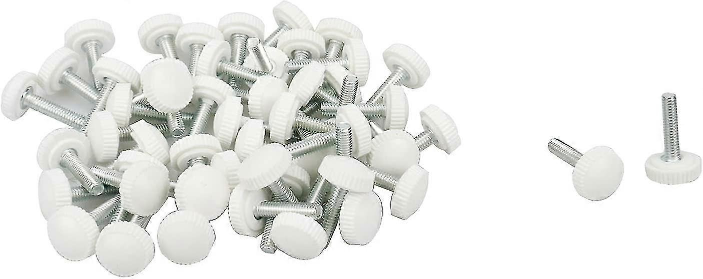 M4 X 16mm Threaded Knurled Thumb Screw Grip Knobs Thumb Screw 50pcs White NEW