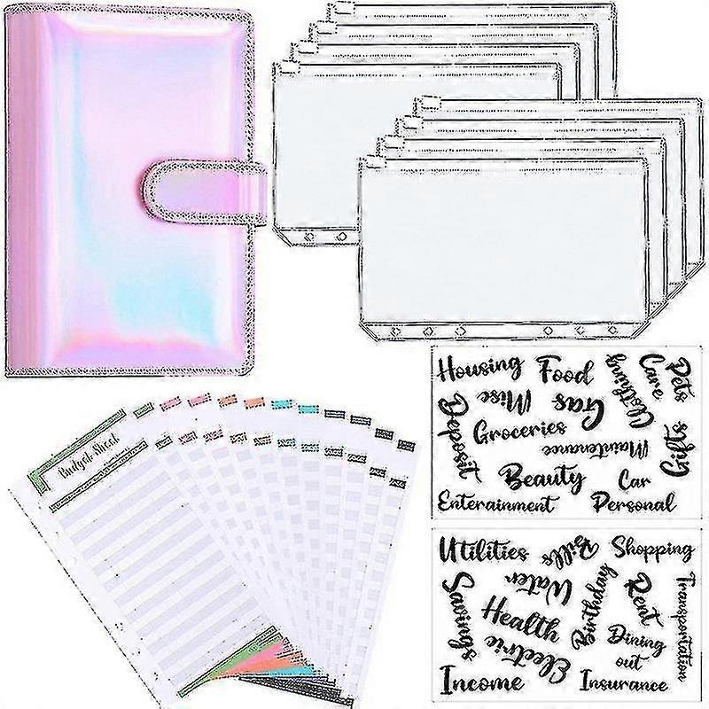 A6 Binder Budget Planner Notebook Covers Folder Size 6 Hole Pockets Plastic Zipper Money Saving Envelope