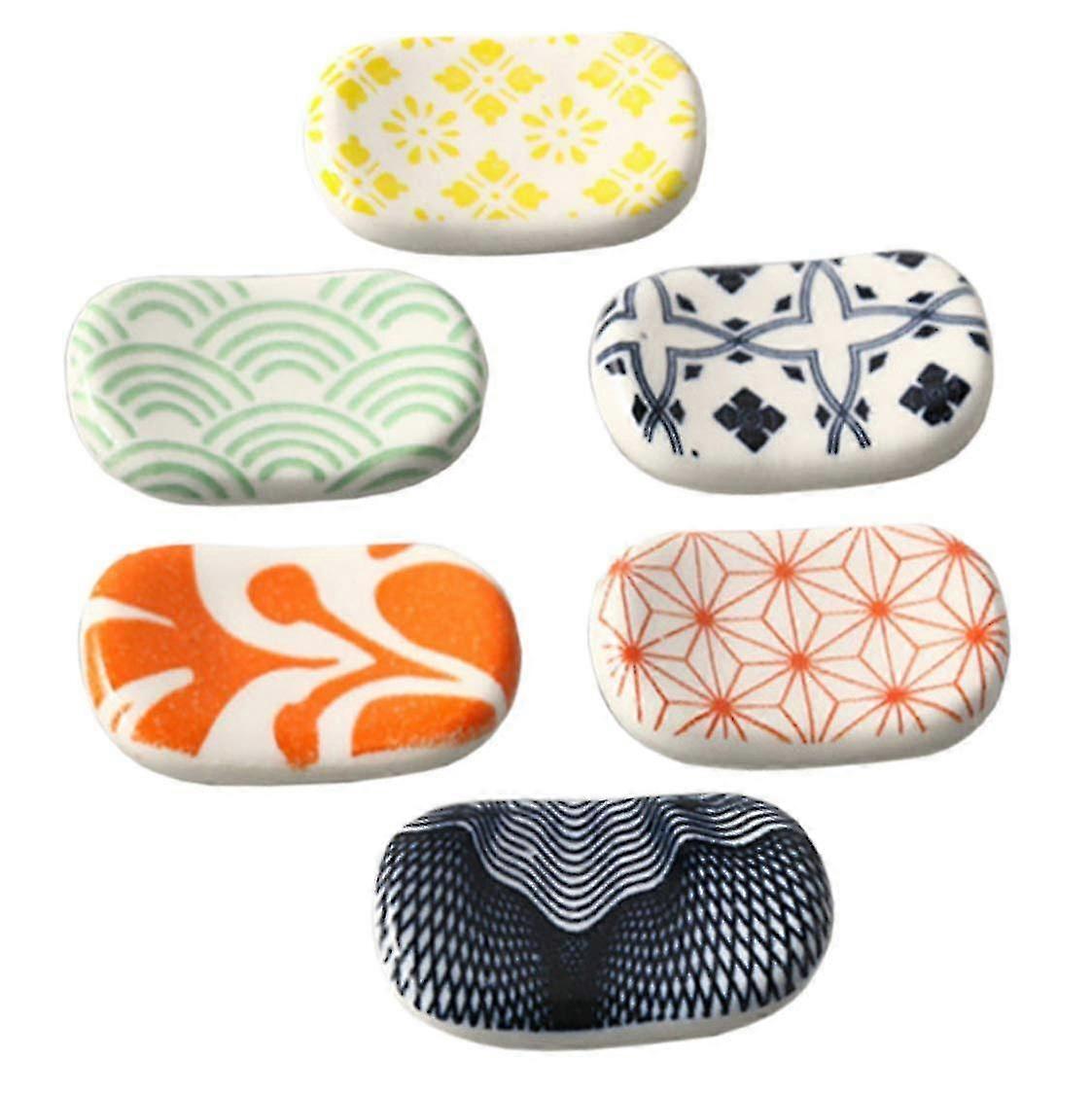 6 Pcs Chopstick Holder, Ceramic Hand Painted Chopstick Rests, Japanese Style Chopstick Holder For Chopsticks, Forks