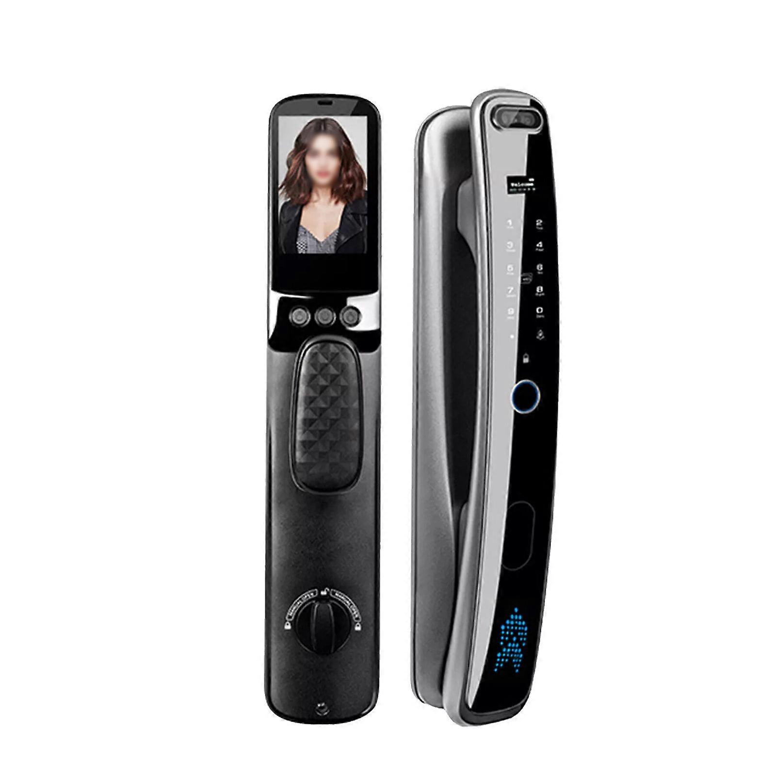 3D Face Recognition Unlock Digital Door Lock W/ Camera FIngerprint Password