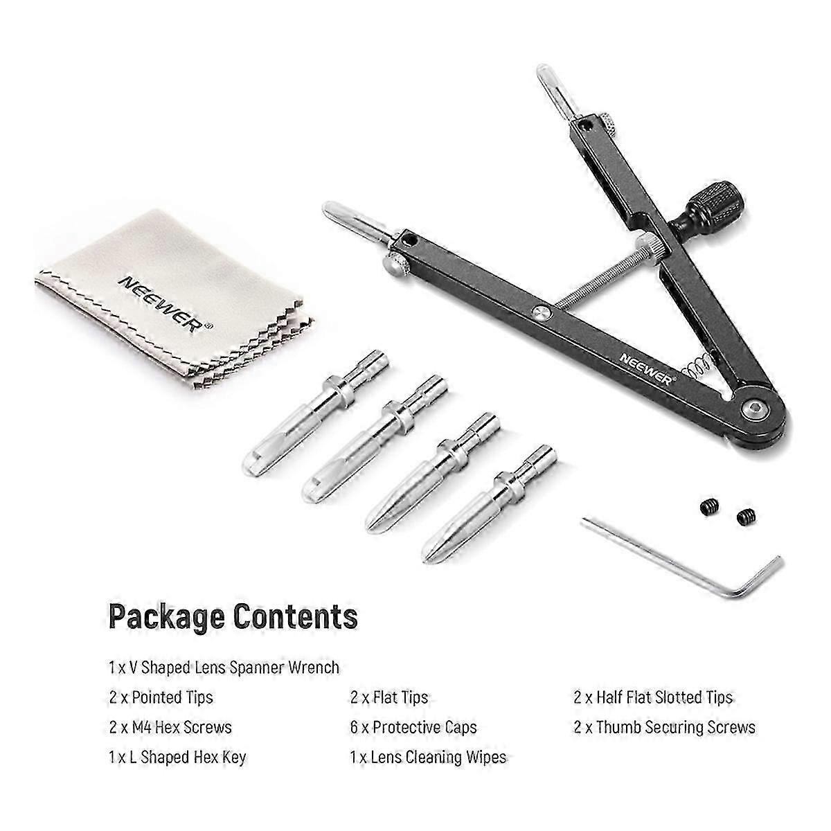 V Shaped Lens Opener Tool Kit With 3 Tips, Lens Repairing Spanner Wrench For Dslr Camera Lenses,te