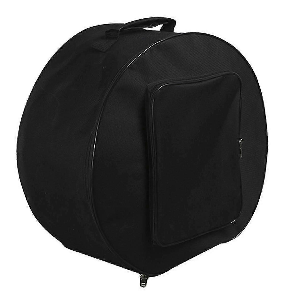 Compact Snare Drum Bag Backpack Case with Shoulder Strap Outside Pockets Musical Instrument Accessory Black 40x18cm