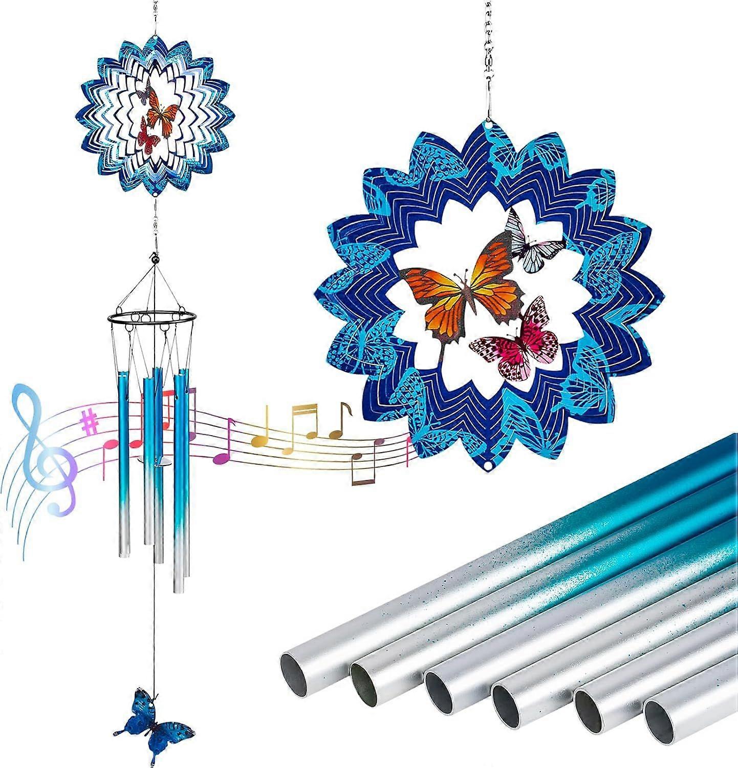 SBSG Wind Chimes for Outside 3D Butterfly Wind Spinner Windchimes Outdoor Yard Hanging Decor for Garden Patio, Unique Gift for Mom,Women,Chimes Lovers