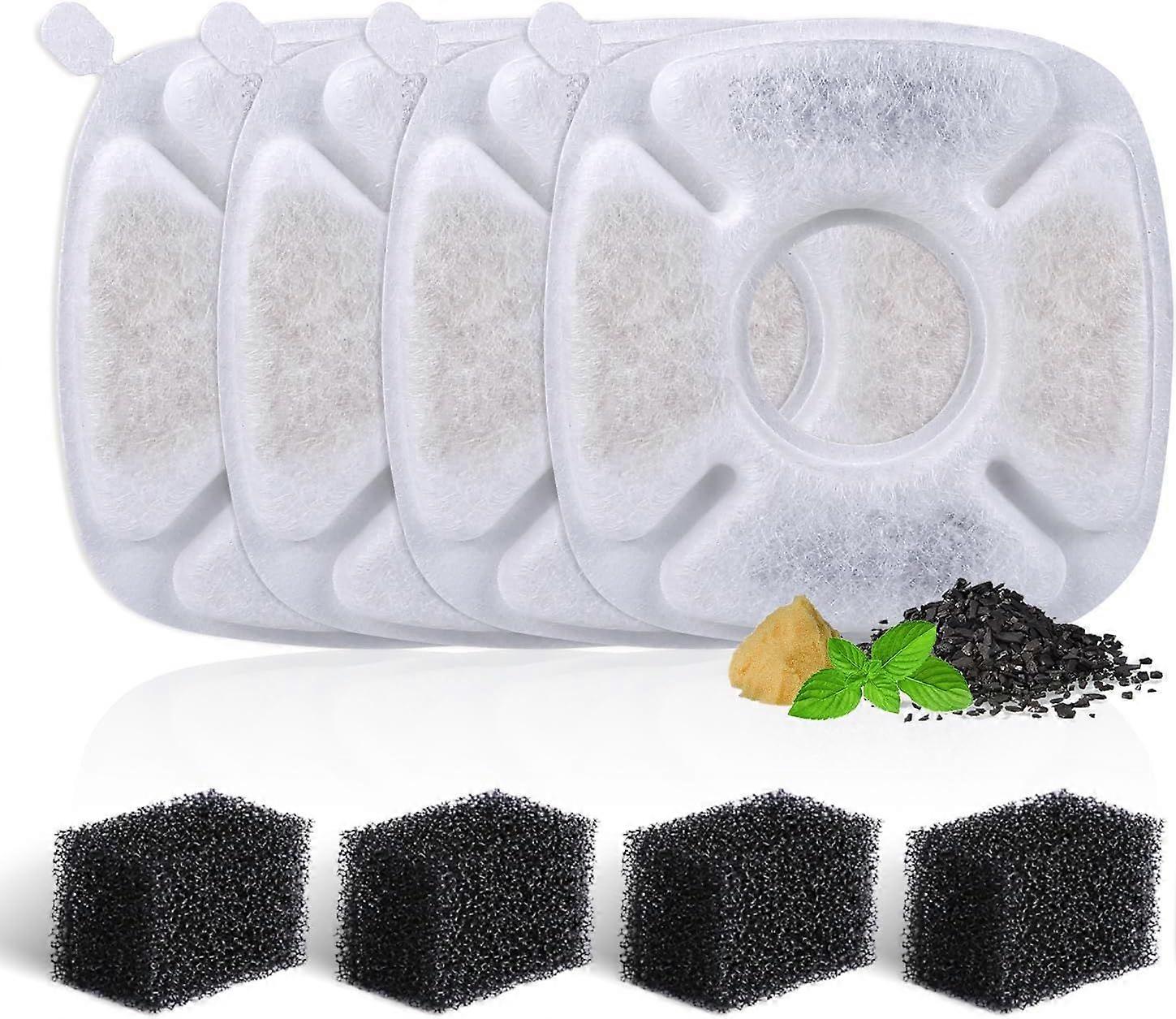 SBSGV 4 Pack Replacement Filters & Sponges Set for 67, 84, 95, 135oz Automatic Pet Fountain, Pet Fountain Replacement Filters, Triple Filtration Cat W