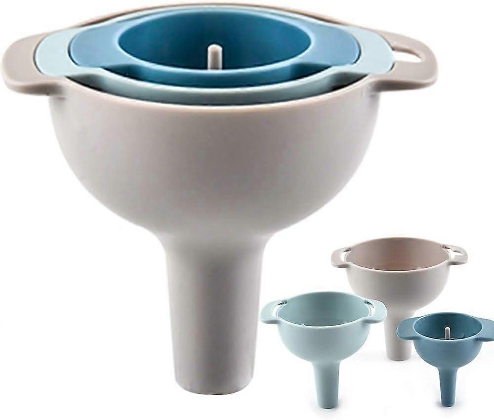 Funnel Kitchen 4 in 1 Multifunctional Funnel Set 3-Piece Funnel with Handle and Removable Strainer Insert Plastic Filling Funnel Dishwasher Safe