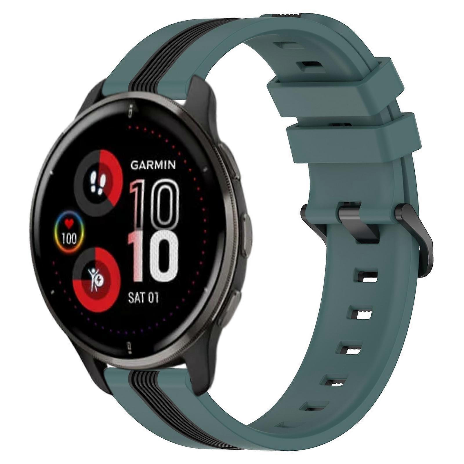For Garmin Venu 2 Plus 20mm Vertical Two-Color Silicone Watch Band