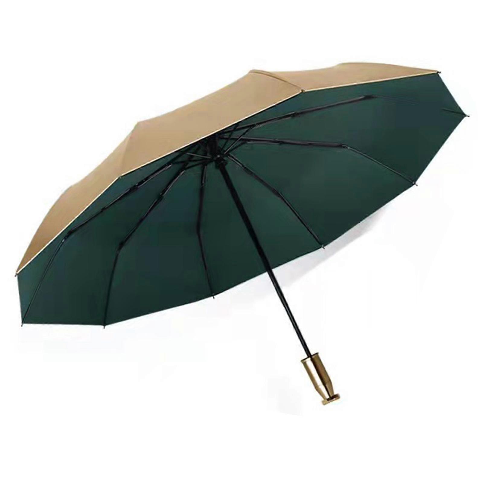 Automatic Folding for Sun Umbrella for Titanium Metallic Rain Anti UV for Protection Travel Portable 10 Ribs Threefold Windproof Auto Open Close