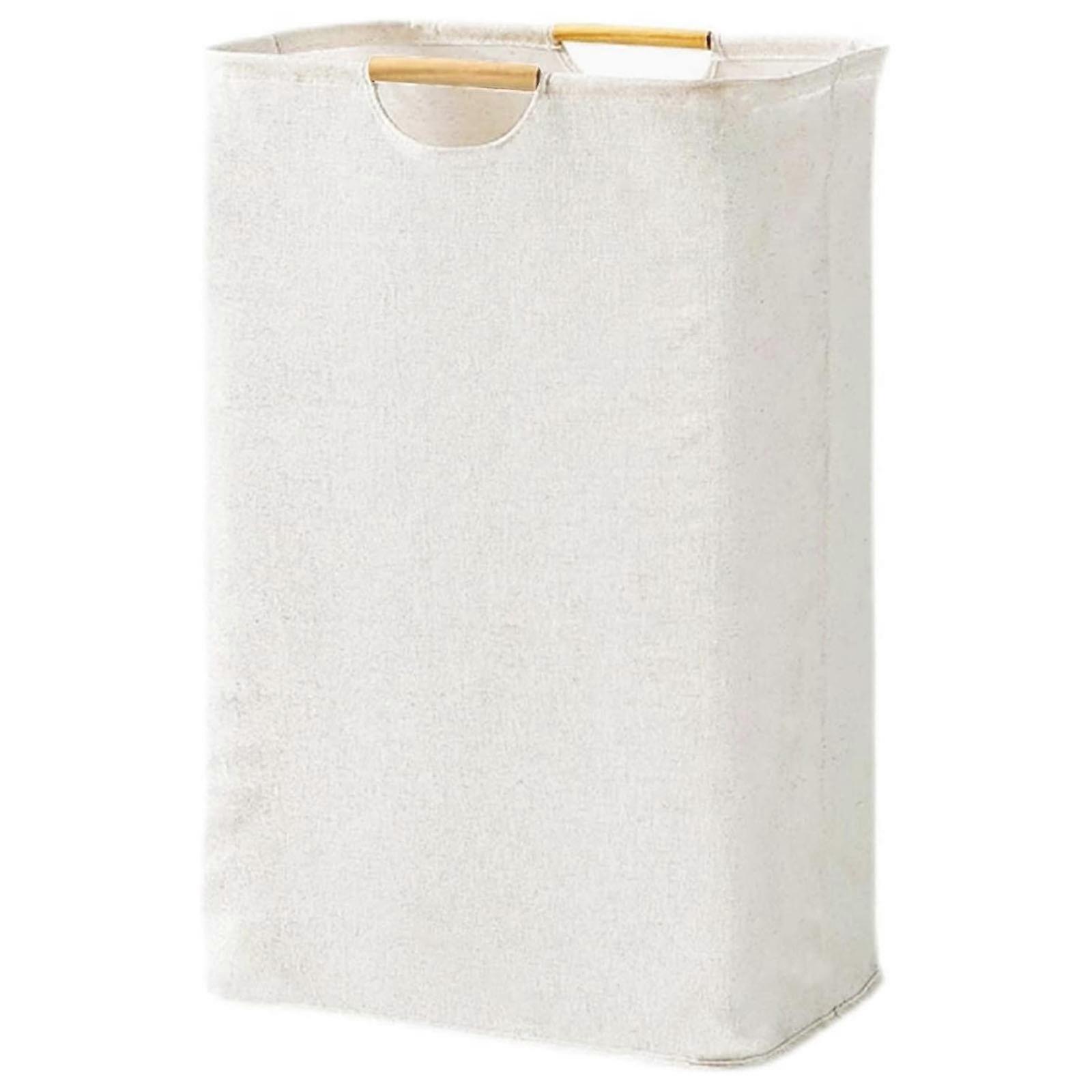 Large Foldable Cloth Laundry Basket 27*40*56cm Beige for Home Use