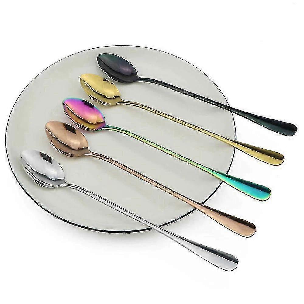 Colorful long handle teaspoon juice coffee stirring tableware