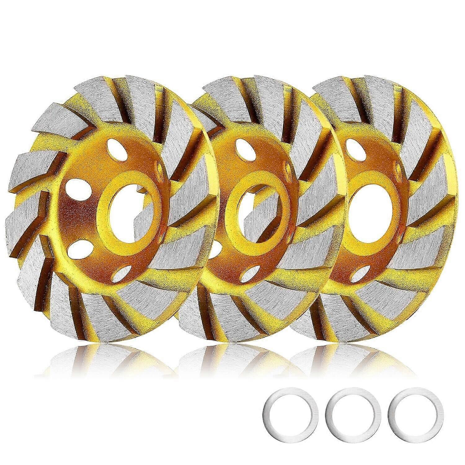 3 Pcs 4 Inch Diamond Grinding Cup Wheels for Angle Grinder, Heavy Duty, Segmented, for Concrete and Masonry