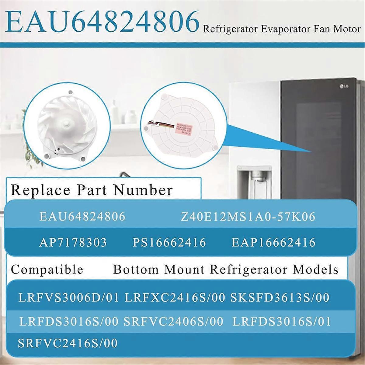 EAU64824806 Kühlschrank Lüfter - Verdampferlüftermotor Ersatz Für LG Kühlschränke 12V