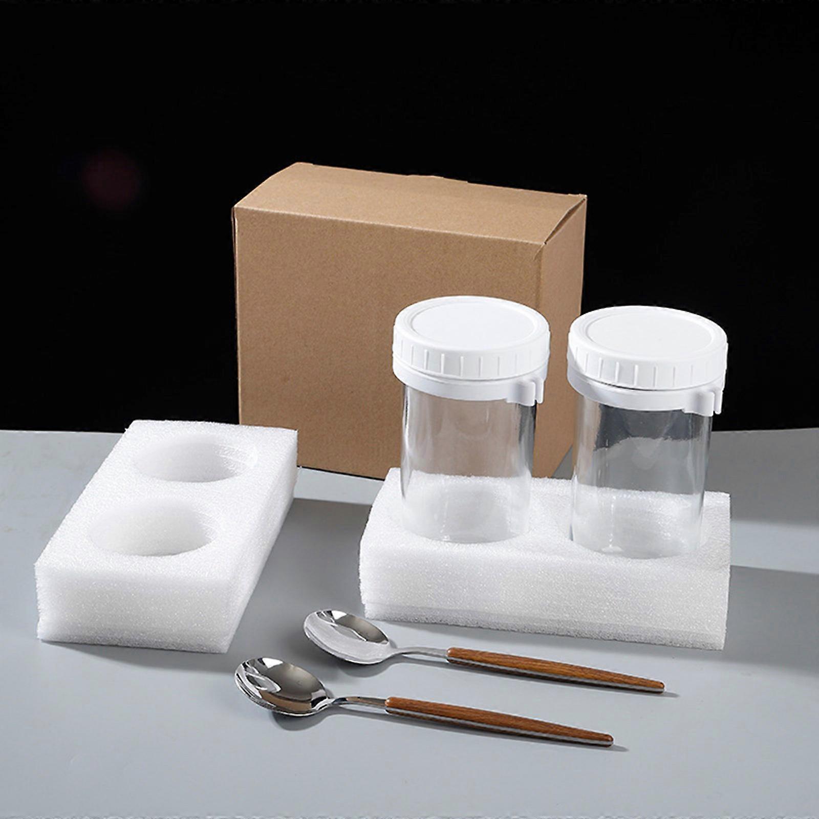 Unique 350/600ml Overnight Oats Glass Jars Overnight Oats Glasses With Lid And Spoon Ideal For Cereal Yogurts And Salads White