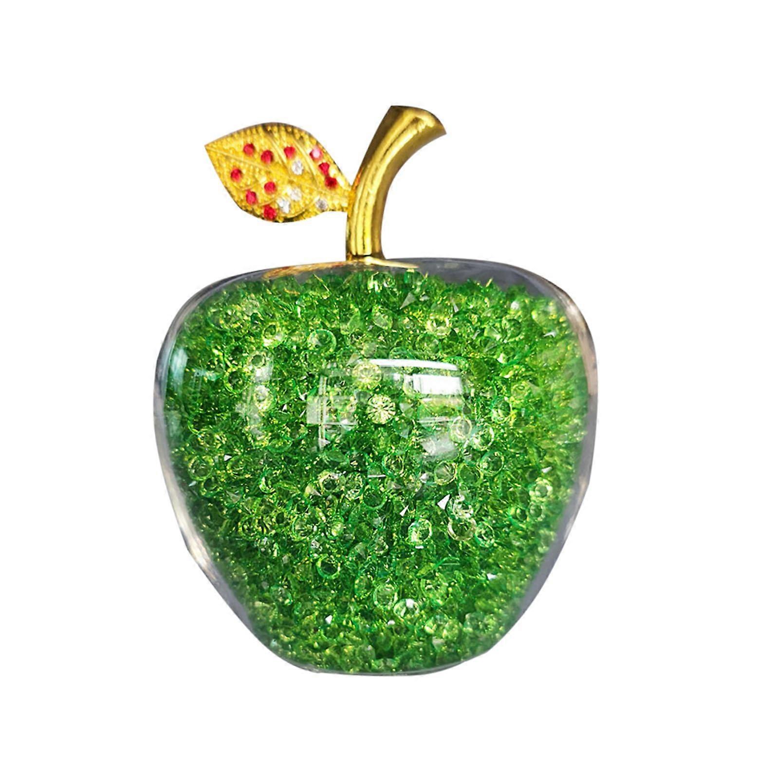 Crystal Apple Sculpture Size Options, Clear Crystal Finish, Tabletop Display, Modern Home Decor Style