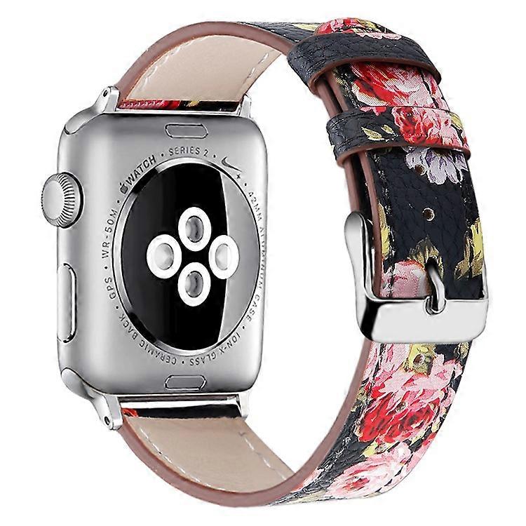 Adjustable Top Layer Cowhide Genuine Leather Watch Strap Band Compatible For Apple Watch Series 9 / 8 / 7 41mm / 6 / 5 / 4 / SE (2