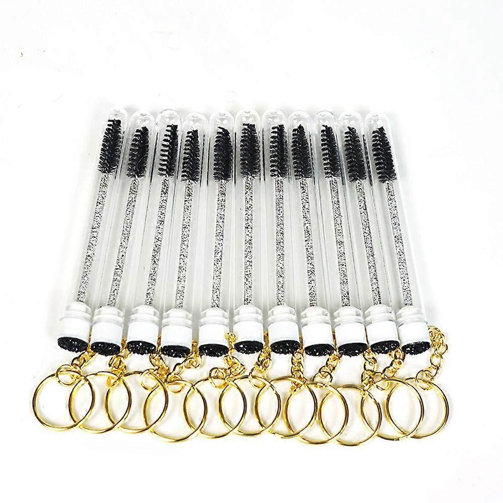 Eyelash Keychain with Makeup Brush and Diamond Keyring 20pcs Eyelash Extension Tools Mascara Brush Combo