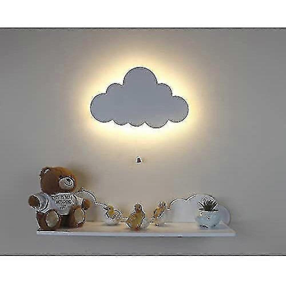 (cloud) White Wooden Night Light Wall Mounted Nursery Lighting