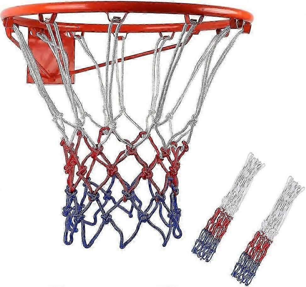 Sett med 2 profesjonelle basketballnett, erstatningsnett for basketball, nett for basketballkurv, basketballkurv, 3 farger, nett for basketballkurv, outd