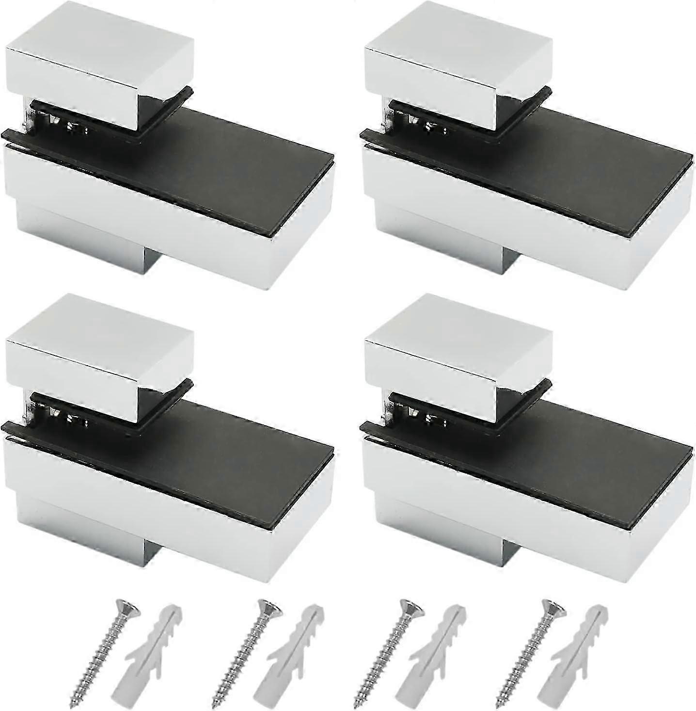 Shelf Bracket, 4 Pieces Glass Shelf Bracket, Wall Shelf Bracket,with Screws,Fixable Thickness 3-15mm